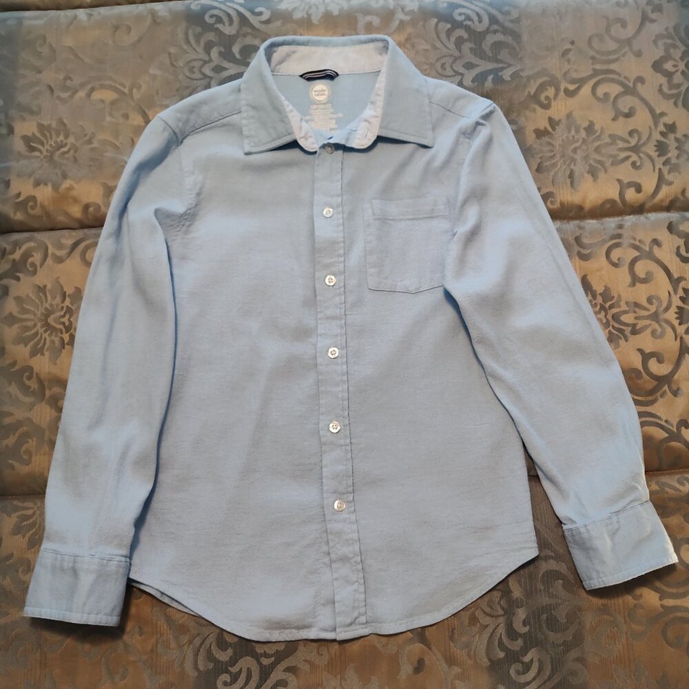 Wonder Nation light blue button up long sleeve shirt, exc. used cond., L(10-12)